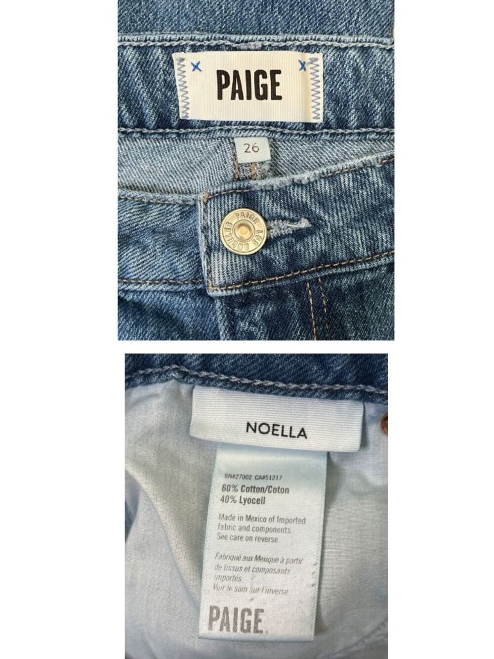 Paige Noella Azalea Blue Straight Leg Jeans 26 Mid Rise Relaxed Distressed Ankle - Picture 9 of 10